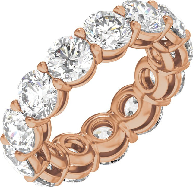 14K Gold Round Lab-Grown Diamond Low Profile Eternity Band - 5mm Stones - Rose Gold