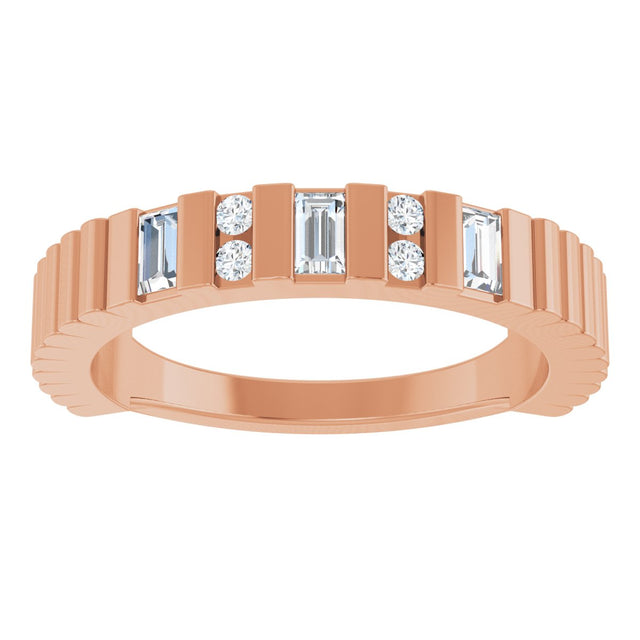 14K Gold Straight Baguette Natural Diamond Anniversary Band - 1/4 CTW - Rose Gold - view 3