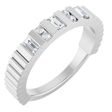 14K Gold Straight Baguette Lab-Grown Diamond Anniversary Band - 1/4 CTW - White Gold