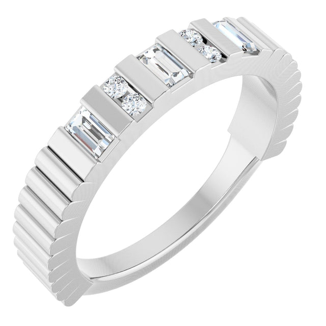 Platinum Straight Baguette Natural Diamond Anniversary Band - 1/4 CTW