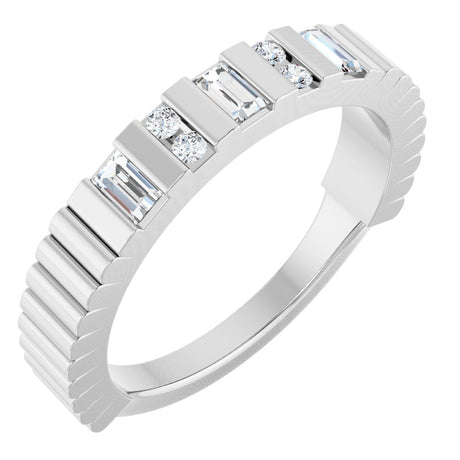 14K Gold Straight Baguette Natural Diamond Anniversary Band - 1/4 CTW - White Gold