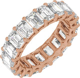 14K Gold Emerald Lab-Grown Diamond Low Profile Eternity Band - 4.4x3.1mm Stones - Rose Gold