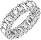 Platinum Emerald Natural Diamond Low Profile Eternity Band - 4.4x3.1mm Stones