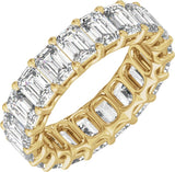 14K Gold Emerald Lab-Grown Diamond Low Profile Eternity Band - 4.4x3.1mm Stones - Yellow Gold