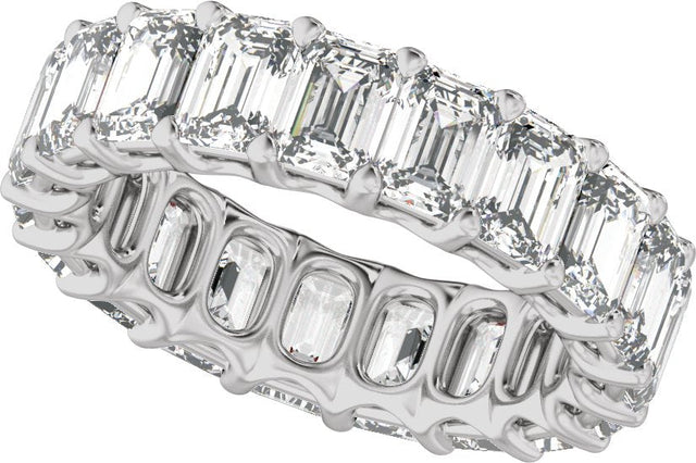 Platinum Emerald Natural Diamond Low Profile Eternity Band - 4.4x3.1mm Stones - view 5