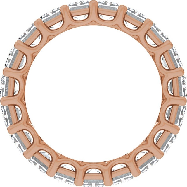 14K Gold Emerald Natural Diamond Low Profile Eternity Band - 4.4x3.1mm Stones - Rose Gold - view 2