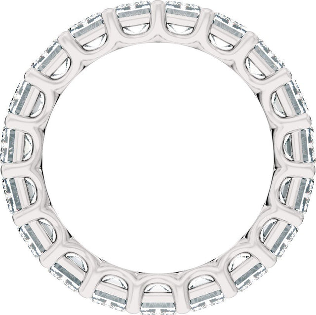 14K Gold Emerald Lab-Grown Diamond Low Profile Eternity Band - 4.4x3.1mm Stones - White Gold - view 2