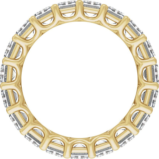 14K Gold Emerald Lab-Grown Diamond Low Profile Eternity Band - 4.4x3.1mm Stones - Yellow Gold - view 2