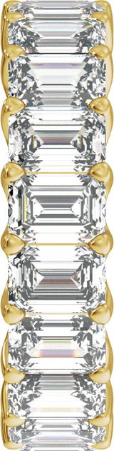 14K Gold Emerald Lab-Grown Diamond Low Profile Eternity Band - 4.4x3.1mm Stones - Yellow Gold - view 4