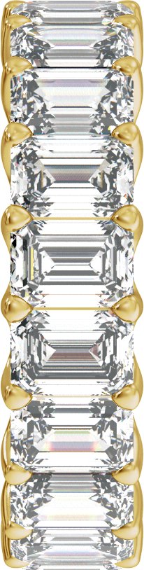 14K Gold Emerald Lab-Grown Diamond Low Profile Eternity Band - 4.4x3.1mm Stones - Yellow Gold - view 4