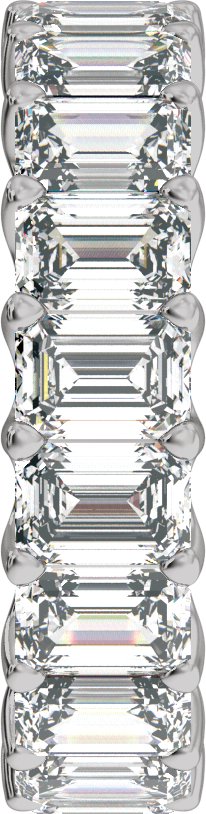 14K Gold Emerald Lab-Grown Diamond Low Profile Eternity Band - 4.4x3.1mm Stones - White Gold - view 4