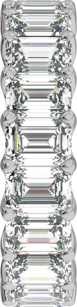 14K Gold Emerald Natural Diamond Low Profile Eternity Band - 4.4x3.1mm Stones - White Gold - view 4