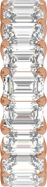 14K Gold Emerald Lab-Grown Diamond Low Profile Eternity Band - 4.4x3.1mm Stones - Rose Gold - view 4