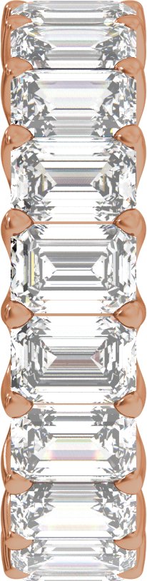 14K Gold Emerald Lab-Grown Diamond Low Profile Eternity Band - 4.4x3.1mm Stones - Rose Gold - view 4