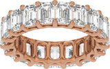 14K Gold Emerald Natural Diamond Low Profile Eternity Band - 4.4x3.1mm Stones - Rose Gold - view 3