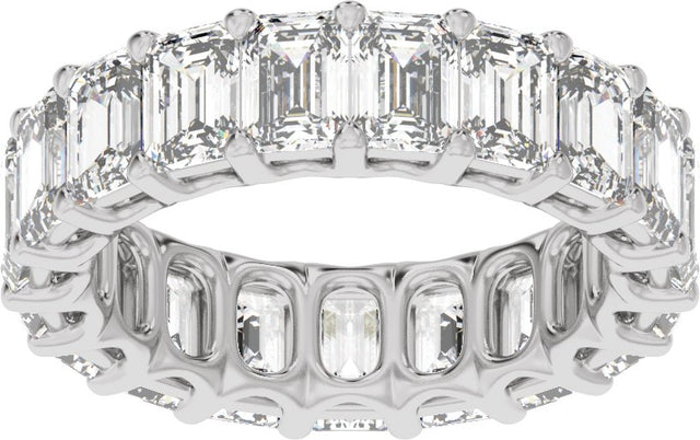 Platinum Emerald Natural Diamond Low Profile Eternity Band - 4.4x3.1mm Stones - view 3