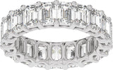 14K Gold Emerald Natural Diamond Low Profile Eternity Band - 4.4x3.1mm Stones - White Gold - view 3