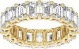 14K Gold Emerald Natural Diamond Low Profile Eternity Band - 4.4x3.1mm Stones - Yellow Gold - view 3