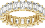 14K Gold Emerald Lab-Grown Diamond Low Profile Eternity Band - 4.4x3.1mm Stones - Yellow Gold - view 3
