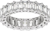 14K Gold Emerald Natural Diamond Low Profile Eternity Band - 4.4x3.1mm Stones - White Gold - view 3