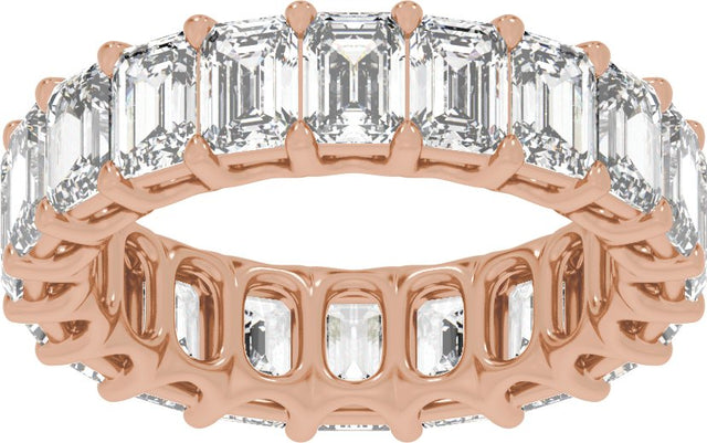 14K Gold Emerald Lab-Grown Diamond Low Profile Eternity Band - 4.4x3.1mm Stones - Rose Gold - view 3