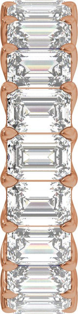 14K Gold Emerald Lab-Grown Diamond Low Profile Eternity Band - 4.4x3.1mm Stones - Rose Gold - view 4
