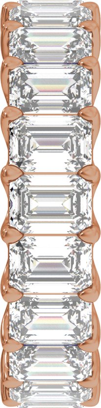 14K Gold Emerald Natural Diamond Low Profile Eternity Band - 4.4x3.1mm Stones - Rose Gold - view 4