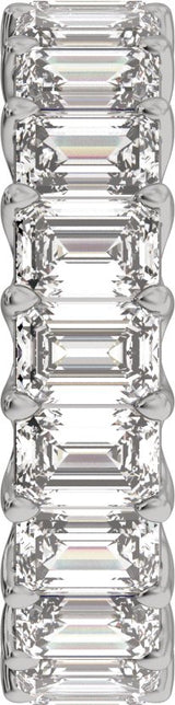 Platinum Emerald Natural Diamond Low Profile Eternity Band - 4.4x3.1mm Stones - view 4