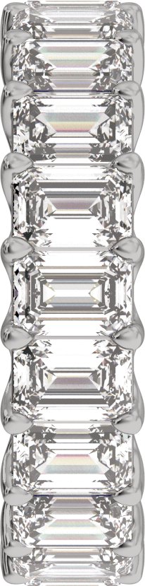 Platinum Emerald Natural Diamond Low Profile Eternity Band - 4.4x3.1mm Stones - view 4