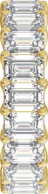 14K Gold Emerald Lab-Grown Diamond Low Profile Eternity Band - 4.4x3.1mm Stones - Yellow Gold - view 4