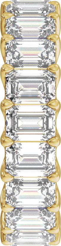 14K Gold Emerald Natural Diamond Low Profile Eternity Band - 4.4x3.1mm Stones - Yellow Gold - view 4