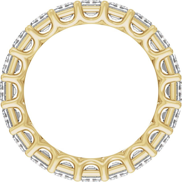 14K Gold Emerald Lab-Grown Diamond Low Profile Eternity Band - 4.4x3.1mm Stones - Yellow Gold - view 2