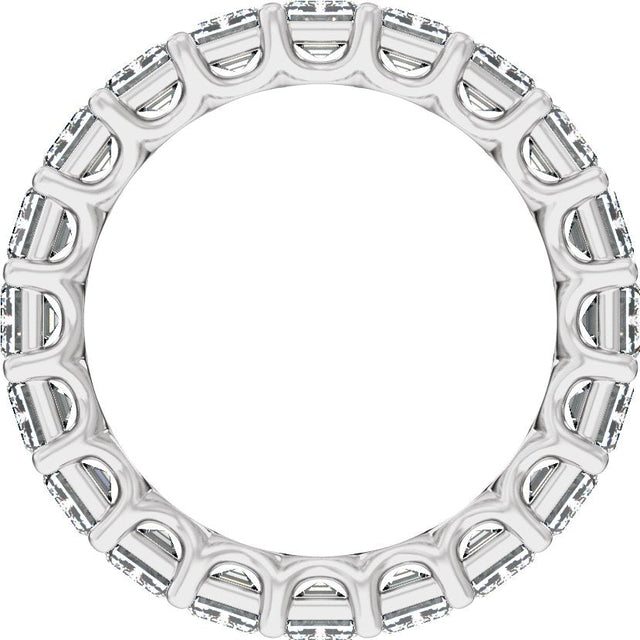 14K Gold Emerald Lab-Grown Diamond Low Profile Eternity Band - 4.4x3.1mm Stones - White Gold - view 2