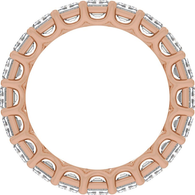 14K Gold Emerald Natural Diamond Low Profile Eternity Band - 4.4x3.1mm Stones - Rose Gold - view 2