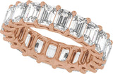 14K Gold Emerald Lab-Grown Diamond Low Profile Eternity Band - 4.4x3.1mm Stones - Rose Gold - view 5