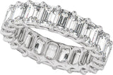 14K Gold Emerald Natural Diamond Low Profile Eternity Band - 4.4x3.1mm Stones - White Gold - view 5