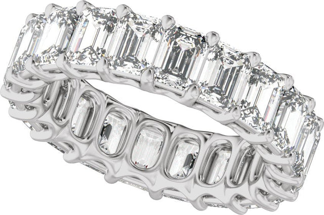 Platinum Emerald Lab-Grown Diamond Low Profile Eternity Band - 4.4x3.1mm Stones - view 5