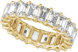 14K Gold Emerald Lab-Grown Diamond Low Profile Eternity Band - 4.4x3.1mm Stones - Yellow Gold - view 5