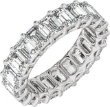14K Gold Emerald Natural Diamond Low Profile Eternity Band - 4.4x3.1mm Stones - White Gold