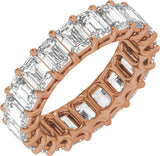 14K Gold Emerald Lab-Grown Diamond Low Profile Eternity Band - 4.4x3.1mm Stones - Rose Gold