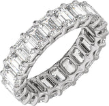 Platinum Emerald Natural Diamond Low Profile Eternity Band - 4.4x3.1mm Stones
