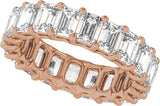 14K Gold Emerald Natural Diamond Low Profile Eternity Band - 4.4x3.1mm Stones - Rose Gold - view 5