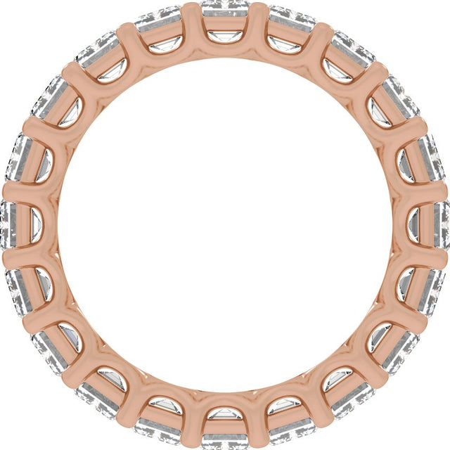 14K Gold Emerald Natural Diamond Low Profile Eternity Band - 4.4x3.1mm Stones - Rose Gold - view 2