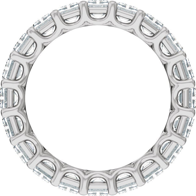 14K Gold Emerald Natural Diamond Low Profile Eternity Band - 4.4x3.1mm Stones - White Gold - view 2