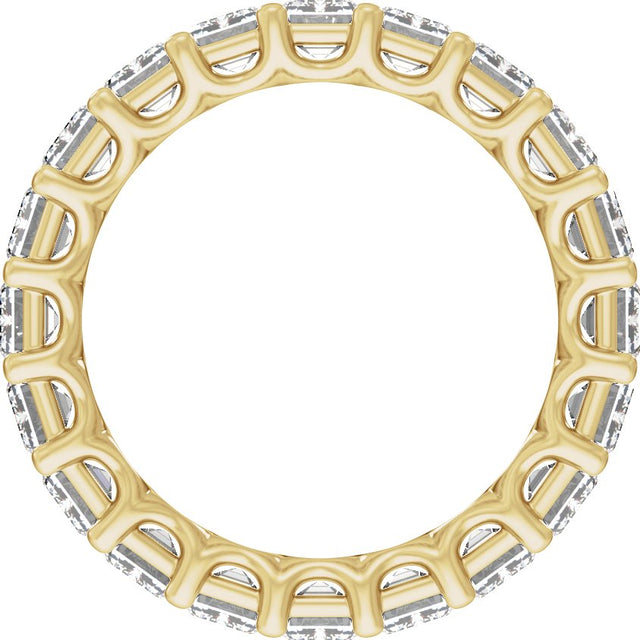 14K Gold Emerald Natural Diamond Low Profile Eternity Band - 4.4x3.1mm Stones - Yellow Gold - view 2