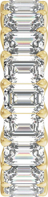 14K Gold Emerald Lab-Grown Diamond Low Profile Eternity Band - 4.4x3.1mm Stones - Yellow Gold - view 4