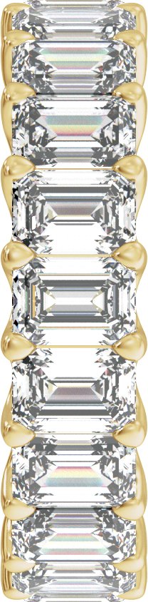 14K Gold Emerald Lab-Grown Diamond Low Profile Eternity Band - 4.4x3.1mm Stones - Yellow Gold - view 4