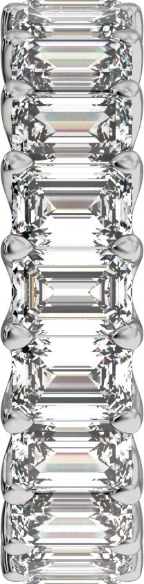 14K Gold Emerald Lab-Grown Diamond Low Profile Eternity Band - 4.4x3.1mm Stones - White Gold - view 3