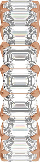 14K Gold Emerald Natural Diamond Low Profile Eternity Band - 4.4x3.1mm Stones - Rose Gold - view 4