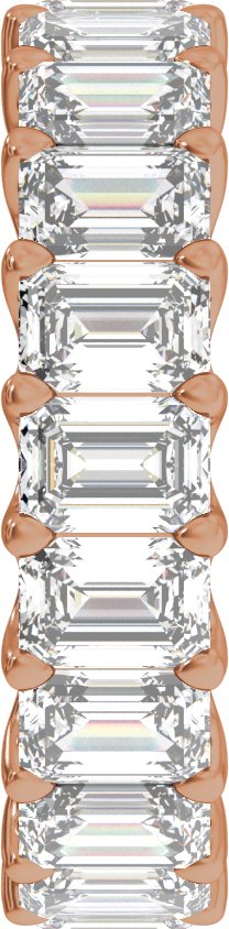 14K Gold Emerald Natural Diamond Low Profile Eternity Band - 4.4x3.1mm Stones - Rose Gold - view 4